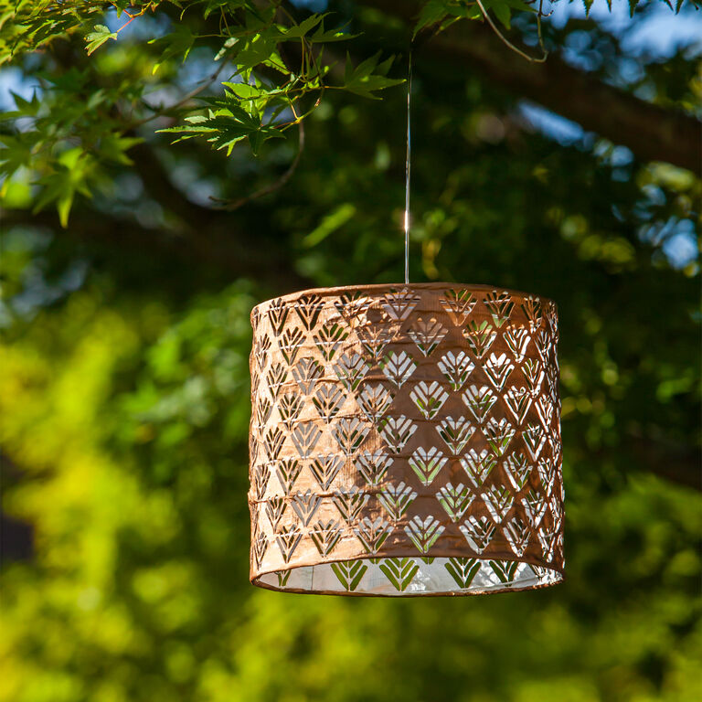 Copper Drum Chevron Fabric Solar LED Lantern image number 5