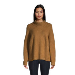 Camel Recycled Yarn Funnel Neck Sweater