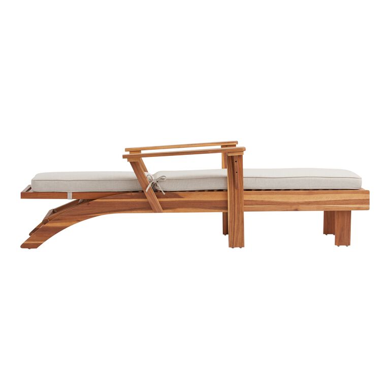Kapari Natural Wood Outdoor Chaise Lounge with Cushion image number 3