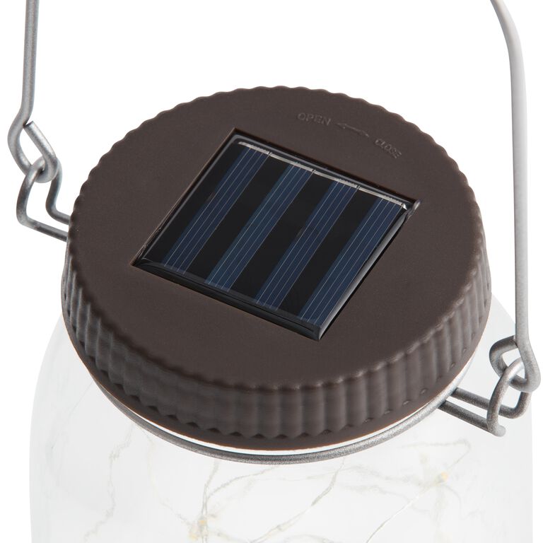 Glass Mason Jar Firefly Solar LED Lantern image number 2