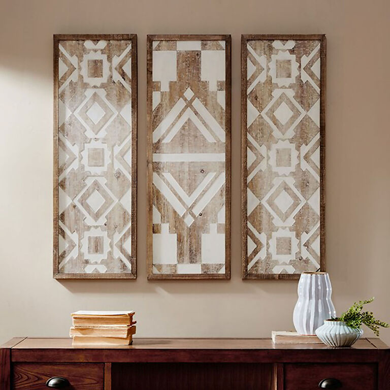 Mary Wood Two Tone Geo Panel Wall Decor 3 Piece image number 2