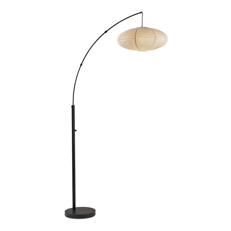 Corinne Metal And Paper Shade Arc Floor Lamp image number 1