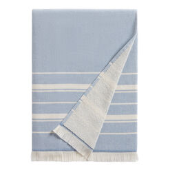 Lisbon Light Blue And Ivory Turkish Style Bath Towel