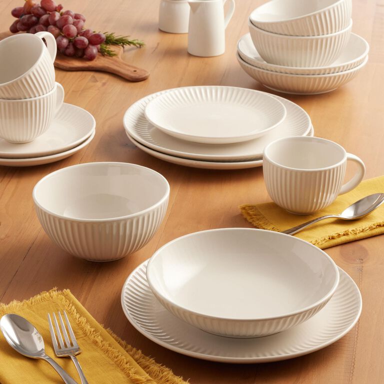 White Whittle Ribbed Dinnerware Collection image number 1
