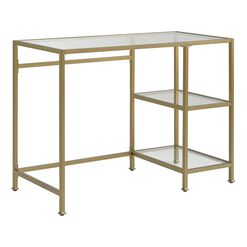 Milayan Metal and Glass Desk with Shelves