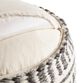 Charcoal and Ivory Woven Textured Floor Pouf image number 4