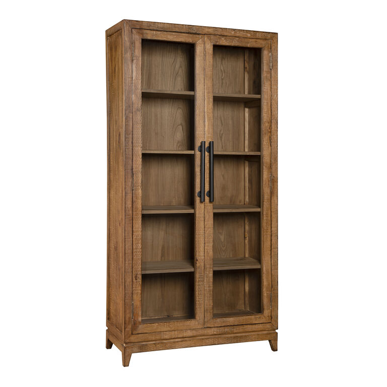 Britton Tall Reclaimed Pine Wood And Glass Display Cabinet image number 1