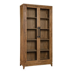 Britton Tall Reclaimed Pine Wood And Glass Display Cabinet