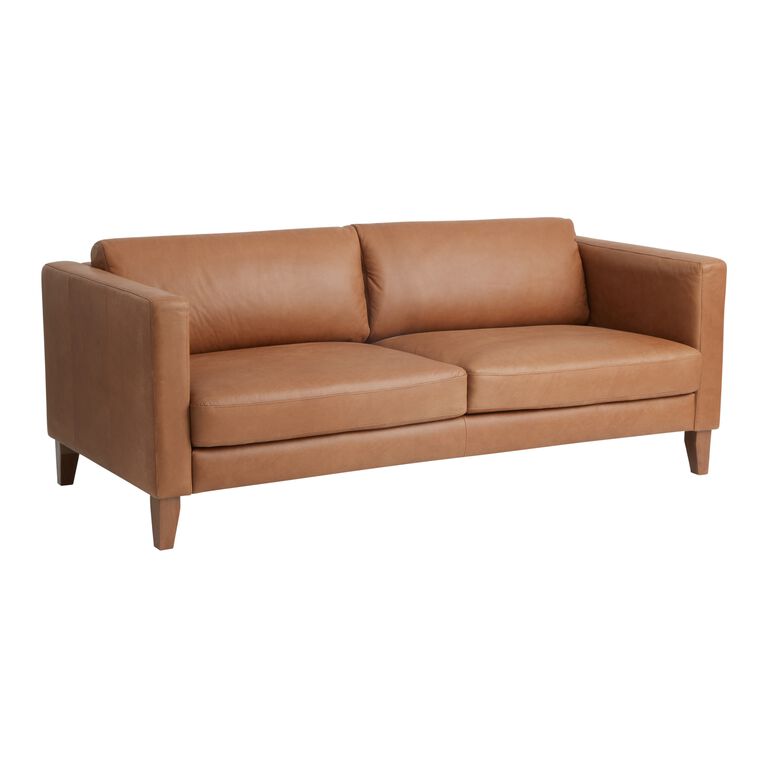 Abrie Vintage Tan Leather Sofa image number 1