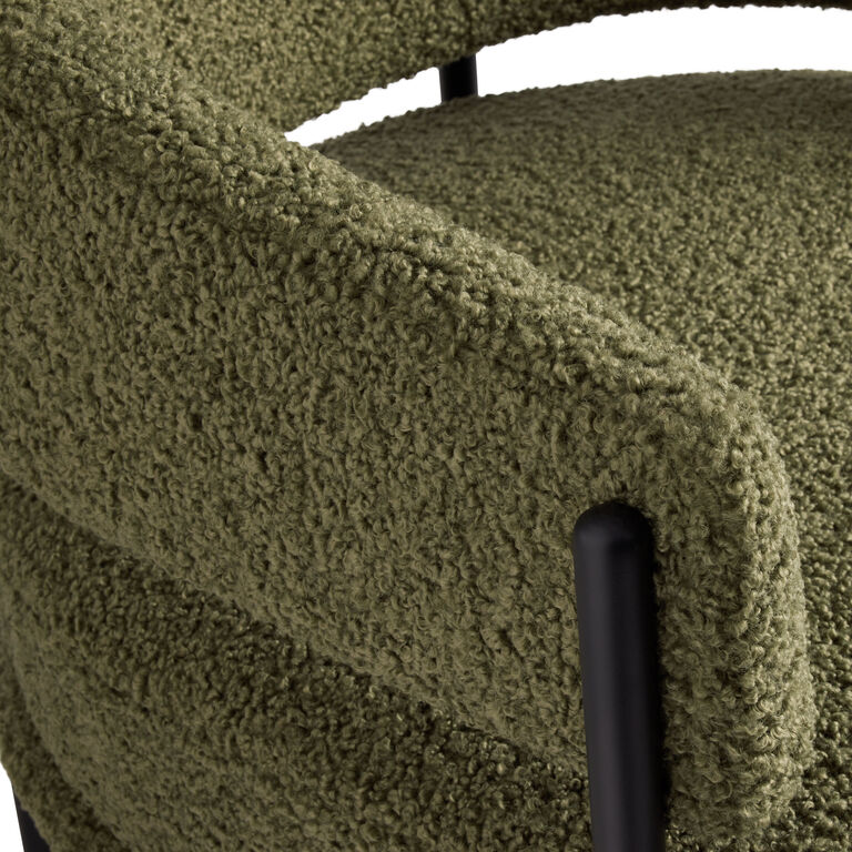 Rylan Moss Green Faux Sherpa Curved Back Chair image number 5