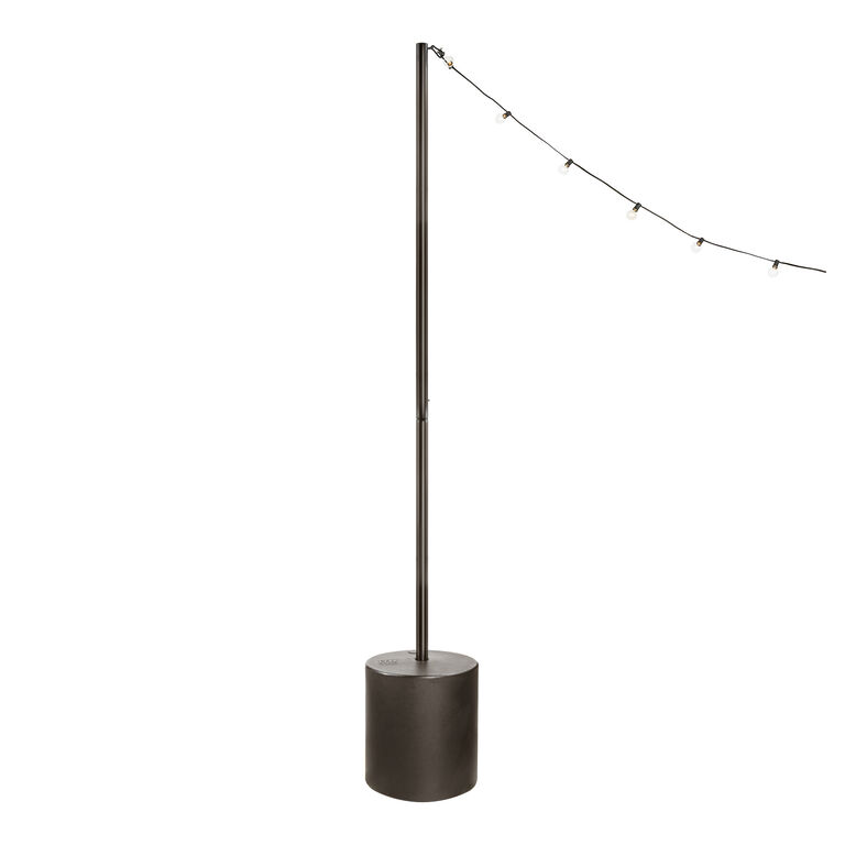 Black Steel String Light Pole with Tank Base image number 1