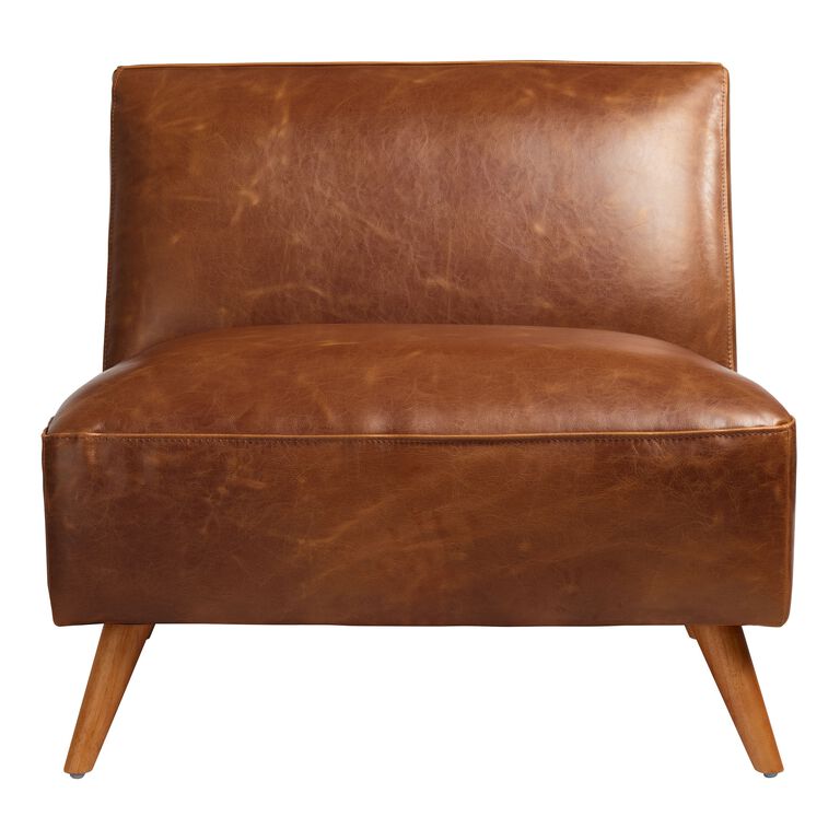 Huxley Cognac Mid Century Armless Chair image number 3