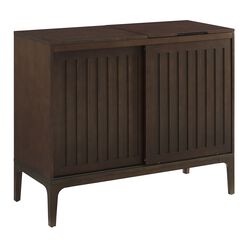 Asher Dark Brown Wood Media Stand With Record Storage
