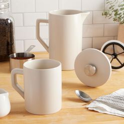 Stone Gray Ceramic French Press and Mug Collection