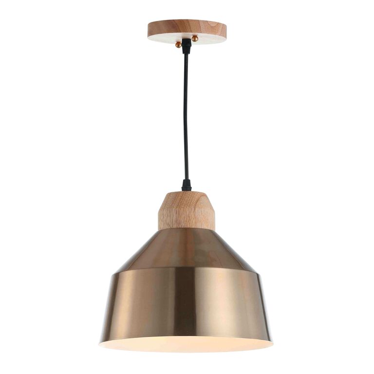 Dajana Brass And Wood Pendant Lamp image number 3