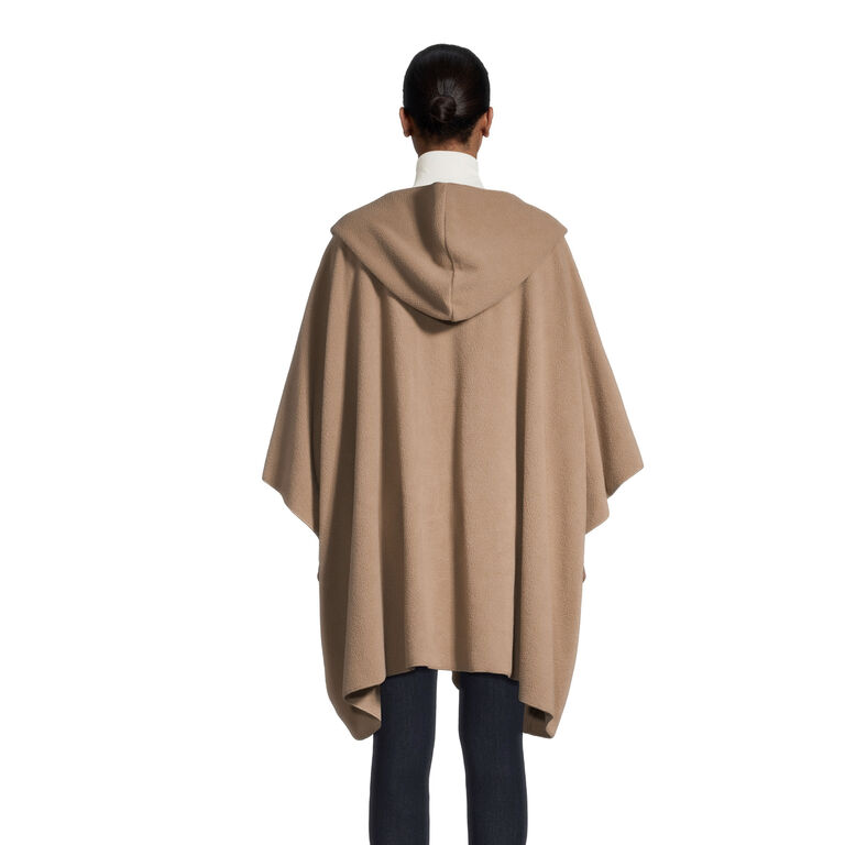 Taupe Fleece Hooded Wrap With Pockets image number 2