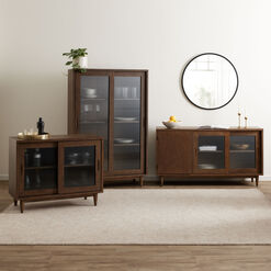 Kellen Fluted Glass and Walnut Storage Furniture Collection