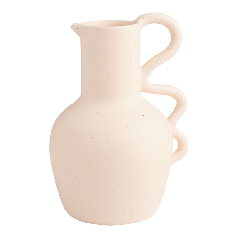 Pale Blush Ceramic Vase With Squiggle Handle image number 1