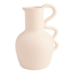 Pale Blush Ceramic Vase With Squiggle Handle