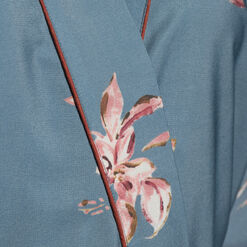 Colette Steel Blue And Merlot Satin Floral Robe