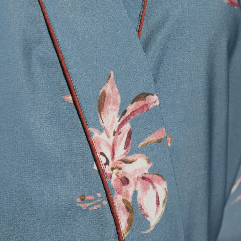 Colette Steel Blue And Merlot Satin Floral Robe image number 2