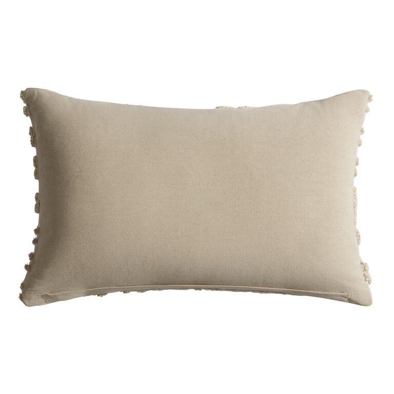 Ivory Tufted Curved Lines Lumbar Pillow image number 2