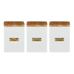 Typhoon Otto Square White Steel Storage Canisters 3 Piece