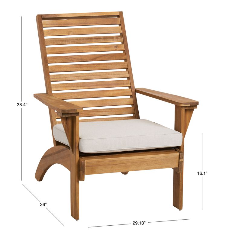 Kapari Natural Acacia Wood Outdoor Chair with Cushion image number 4