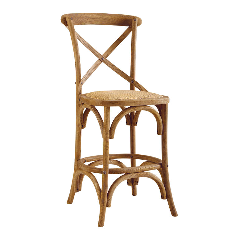 Syena Gray Wood and Rattan Counter Stool image number 1