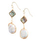Gold Abalone Shell And Freshwater Pearl Drop Earrings image number 0
