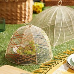 Large Multicolor Natural Fiber Mesh Outdoor Food Cover