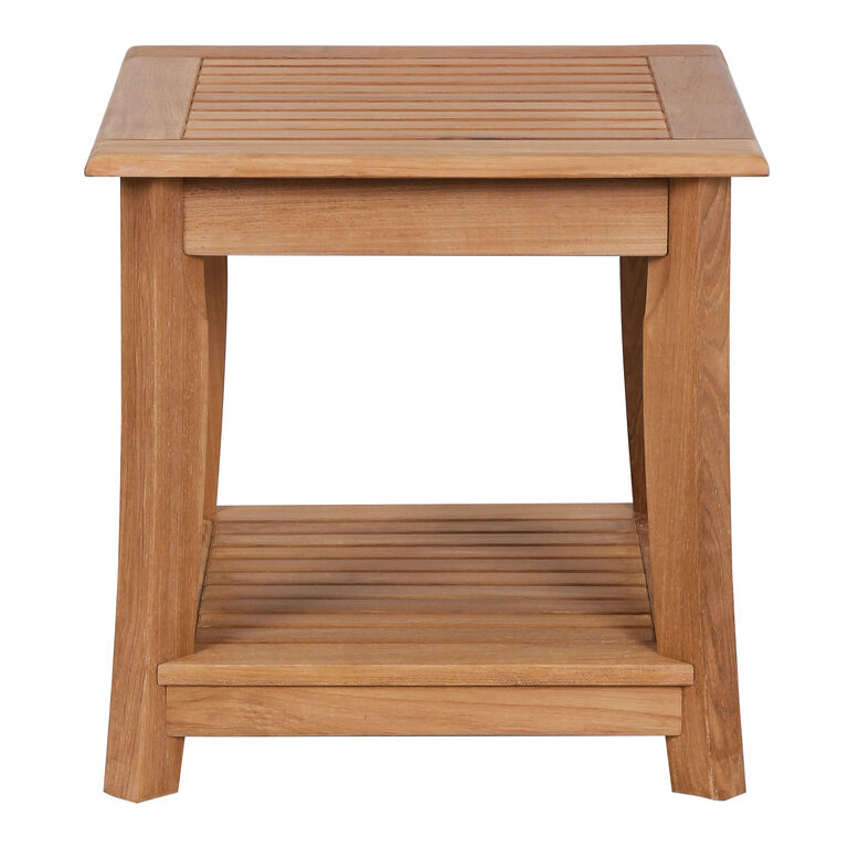 Vero Square Teak Wood End Table with Shelf image number 3
