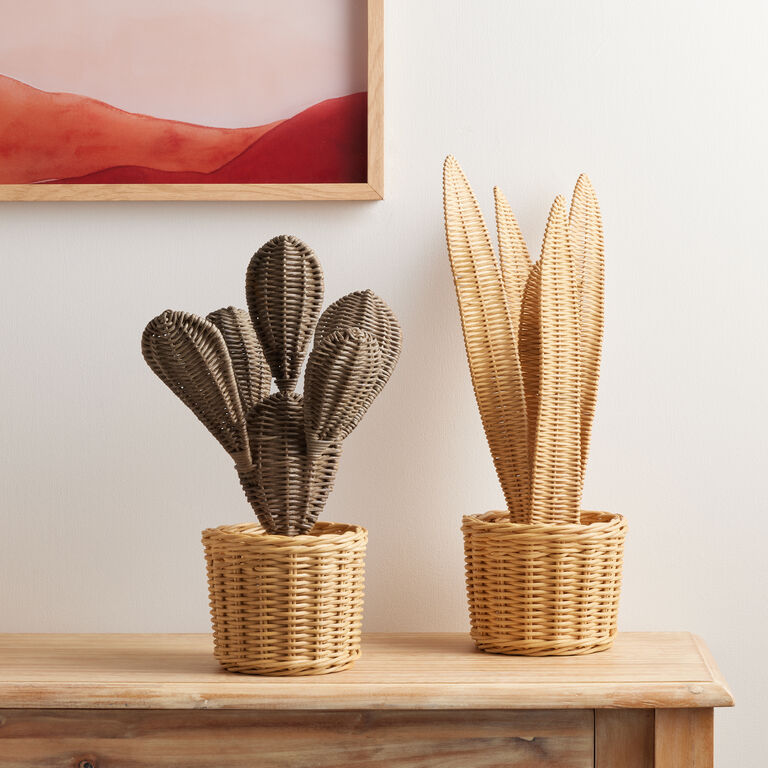 Natural and Black Woven Rattan Cactus Decor image number 2