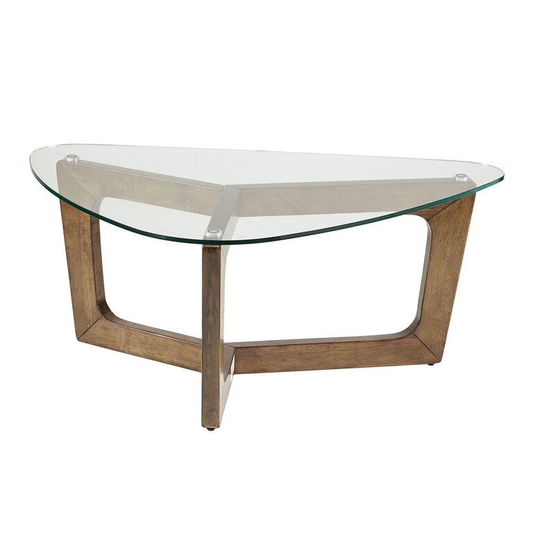 Sammy Triangular Wood and Glass Top Coffee Table image number 4