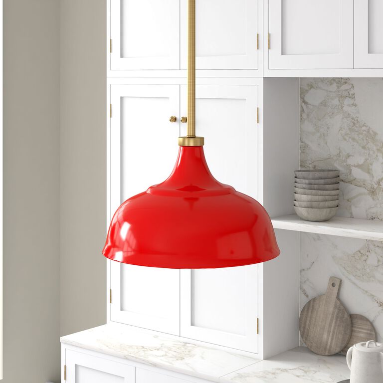 Lucy Red Metal Dome Shade Pendant Lamp image number 4