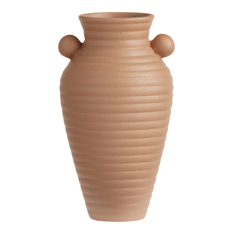 Brown Ceramic Ribbed Bud Vase image number 1