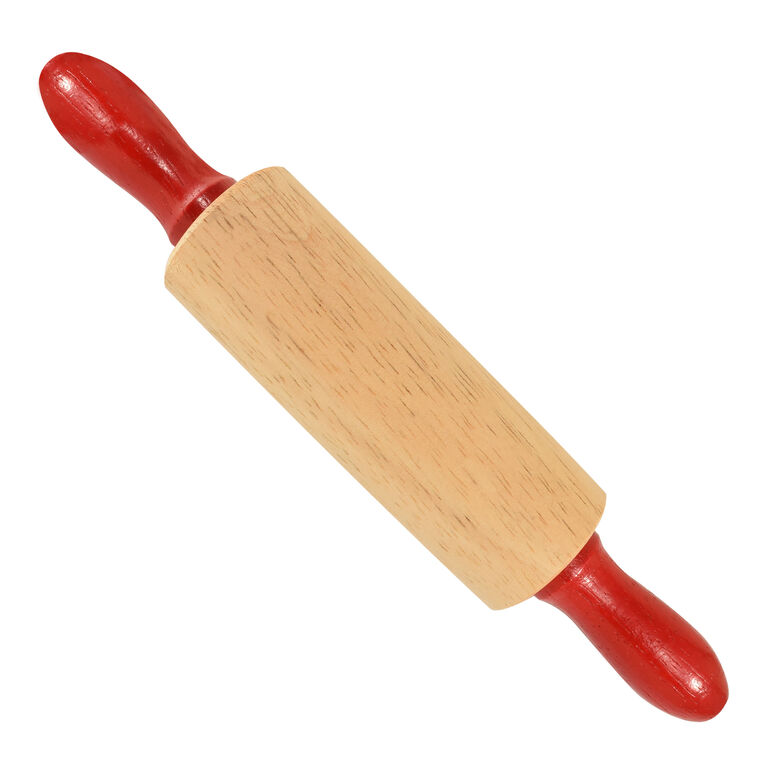 Mini Red and Natural Wood Rolling Pin image number 1