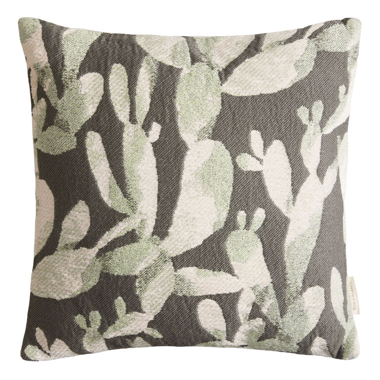 Black And Green Cactus Indoor Outdoor Throw Pillow image number 1