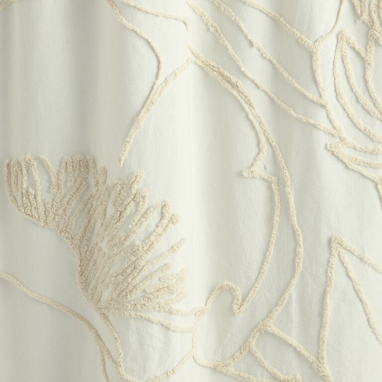 Sofia Ivory Tufted Floral Outline Shower Curtain image number 2