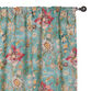 Genevieve Aqua Floral Cotton Sleeve Top Curtains Set Of 2 image number 0