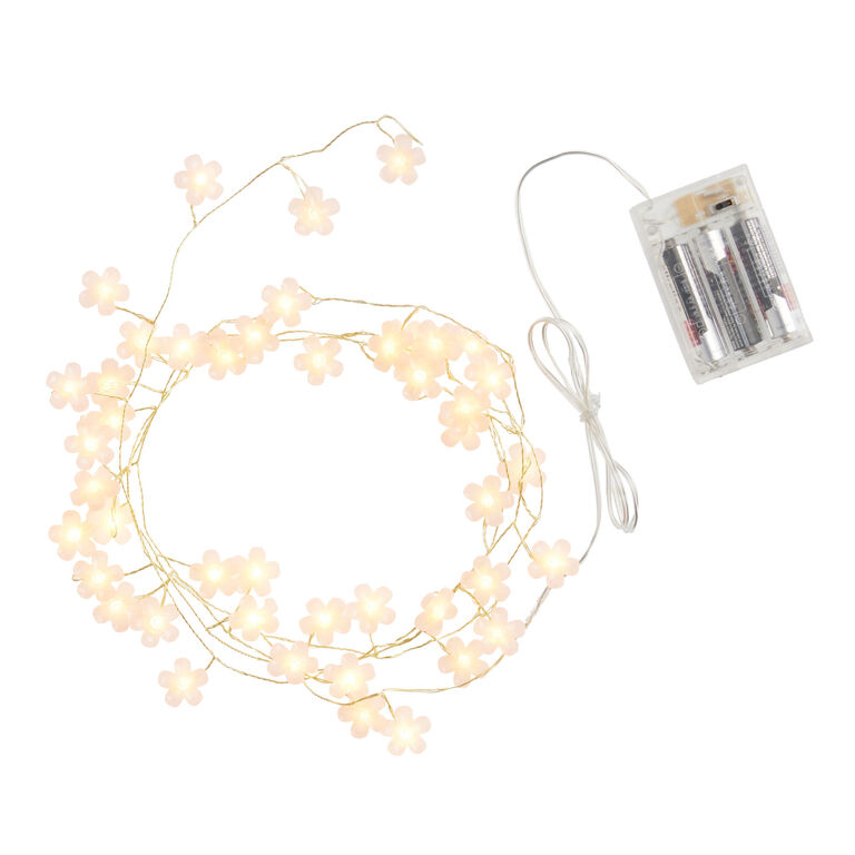 Peach Floral Micro LED Battery Operated String Lights image number 1