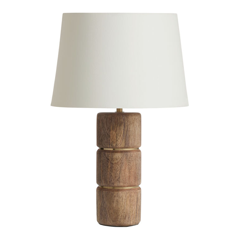 Vito Natural Wood Brass Inlay Column Table Lamp Base image number 2