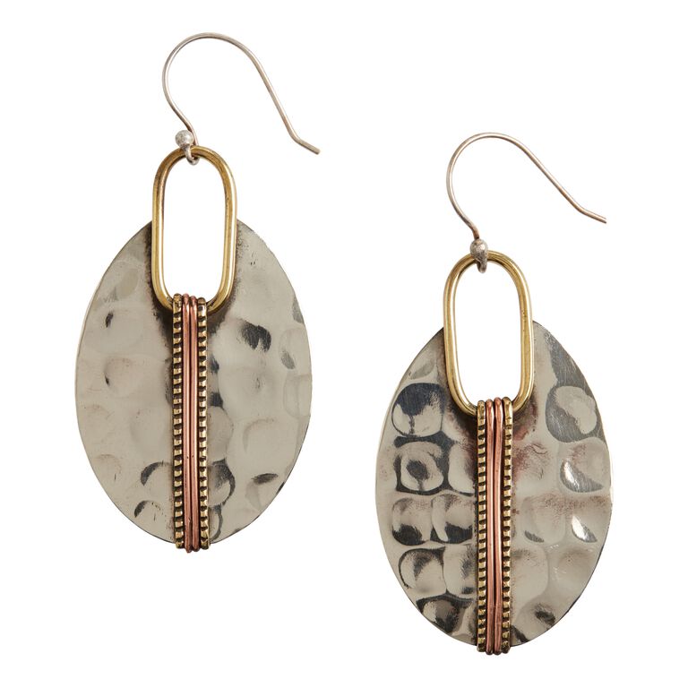 Hammered Silver Drop Earrings image number 1