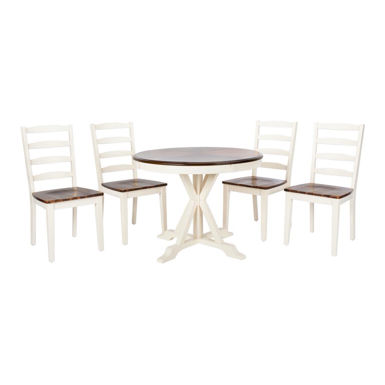 Linden White and Natural Wood 5 Piece Dining Set image number 1