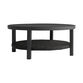 Rhodes Round Black Metal Outdoor Coffee Table with Shelf image number 0