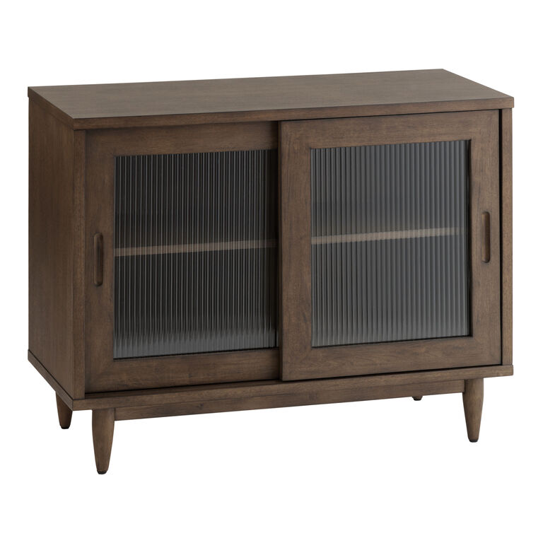 Kellen Fluted Glass and Walnut Storage Furniture Collection image number 4