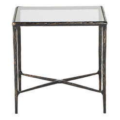 Kerwin Square Bronze Metal And Glass Side Table