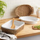 White Ceramic Baking Dish with Seagrass Trivet image number 1