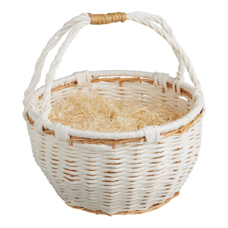 Large Natural And White Woven Easter Gift Basket Kit image number 1
