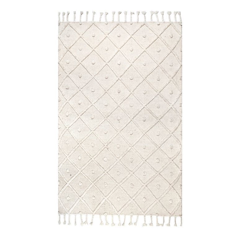Deandra Off White Diamond And Dot Wool Area Rug image number 1